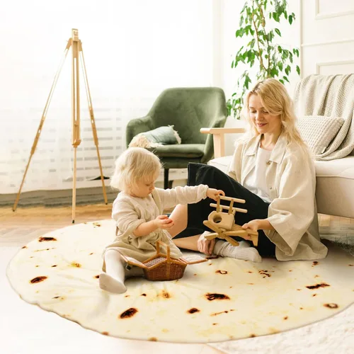 Miniatura 3 de Vessia Manta de Burritos de Tortilla, Tamaño para Arrojar (Beige, 71 pulgadas), Manta Gigante Realista y Divertida de Comida para Adultos y Niños
