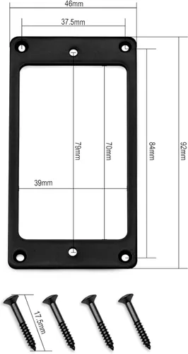 Miniatura 5 de MAXCHEER Anillo de recogida Humbucker plano de hierro de metal para reemplazo de guitarra eléctrica (negro)