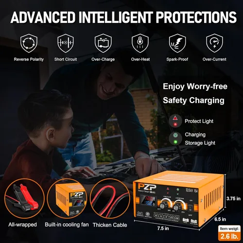 Miniatura 7 de Cargador de batería inteligente de coche de 12 V, cargador de goteo totalmente automático de 5 amperios, desulfatador de batería con reparación