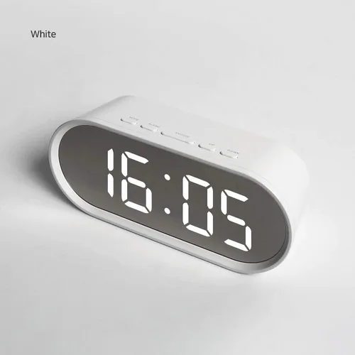 Miniatura 3 de mooas Reloj despertador digital Pop Mirror, reloj de escritorio LED rosa con luz nocturna, repetición, temperatura, funciona