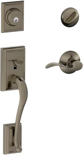 Miniatura 8 de Schlage F60 ADD 622 PLY Addison - Juego de manijas de entrada frontal con perilla Plymouth, cerrojo con llave de 1 lado, negro mate Mate negro