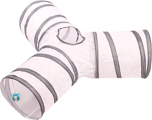 Miniatura 5 de Túnel de 3 vías para gatos plegable para mascotas, juguete de tubo con arrugas y bolas, juguete para gatos, perros pequeños, gatitos, conejos, CT097