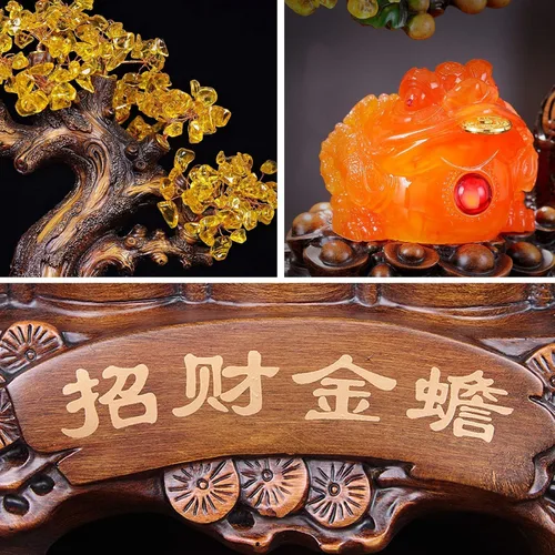 Miniatura 3 de Figuras, estatuas/adornos de Feng Shui, decoración de árbol de dinero de cristal de sapo dorado que atrae riqueza y buena suerte, decoración