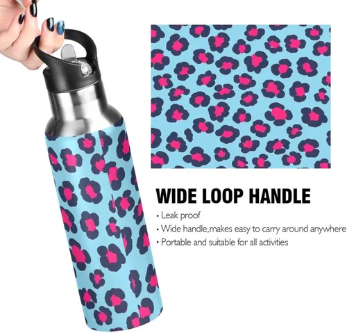 Miniatura 4 de BPA-Free Sport Water Bottle 20 Oz, Insulated Stainless Steel Water Bottle with Straw for Gym Outdoor Travel School, Bold Pink Blue