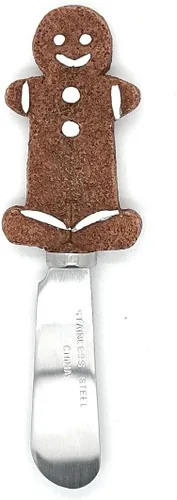 Miniatura 5 de MrNoel's - Cuchillos esparcidores de pan de jengibre para niño y niña, 4 piezas, mango de resina pintado a mano con hoja de acero inoxidable, juego