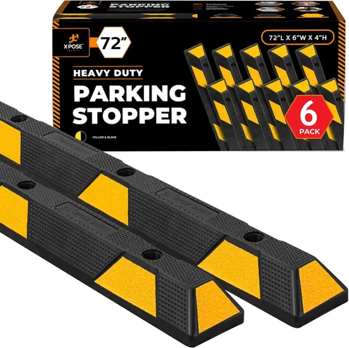 Miniatura 17 de Xpose Safety Tope de goma resistente de 22 pulgadas para estacionamiento, paquete de 2 bloques de ruedas para garaje, entrada o rampa, tope