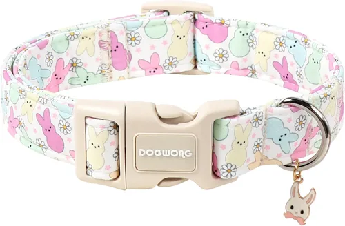Miniatura 17 de DOGWONG Collar de Algodón Navideño para Perro, Collar de Perro Rojo de Papá Noel, Collares Duraderos para Mascotas de Fiestas Navideñas, Lindo Rojo