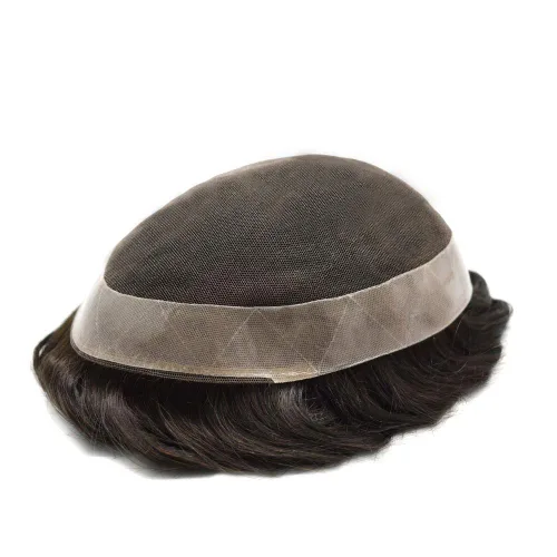 Miniatura 3 de LYRICAL HAIR Toupee - Peluca de cabello transpirable de encaje francés de repuesto de piel sintética de polietileno alrededor de peluca duradera