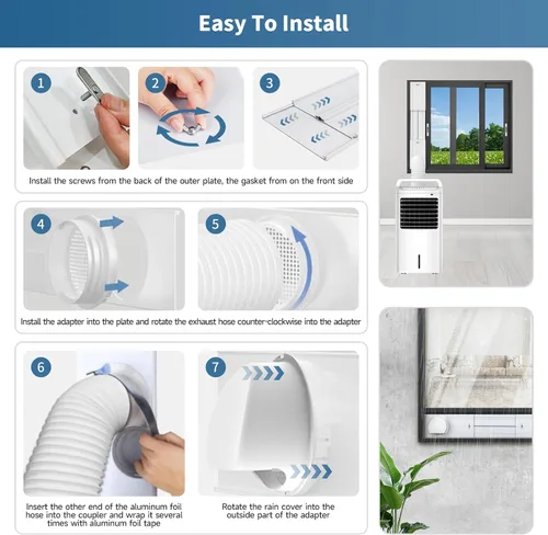Miniatura 6 de Yipoch - Kit de ventilación portátil para ventana de aire acondicionado que incluye manguera de escape de 6.6 ft de 5.9 pulgadas, cubierta