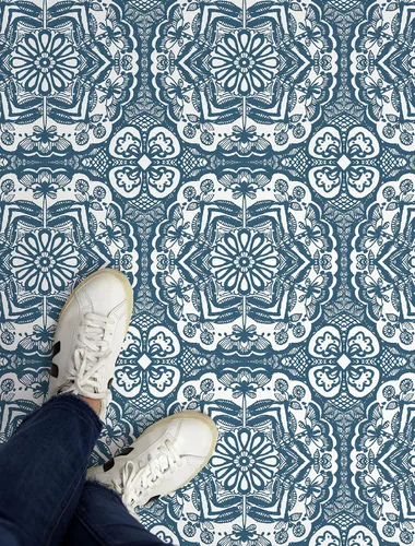 Miniatura 5 de FloorPops Azulejos de piso Erina Blue de 12 x 12 pulgadas, FP4945