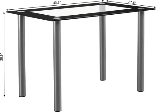 Miniatura 2 de Karl home Moderna mesa de comedor de vidrio templado, mesas de vidrio para cocina y comedor con 4 patas de metal de alta resistencia, capacidad