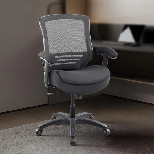 Miniatura 5 de BOLISS Silla de escritorio para computadora de oficina con respaldo medio, ergonómica, súper suave, con respaldo medio, con brazos ajustables (negro)