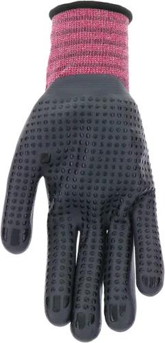 Miniatura 3 de Guantes de jardinería para mujer Mud Grip de tejido de nylon sin costuras, resistentes al agua, con palma de nitrilo punteado Rosa