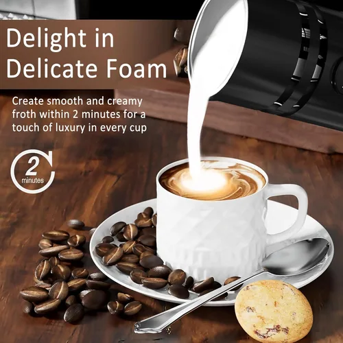 Miniatura 7 de Espumador de leche, vaporizador de leche eléctrico 4 en 1 para café con pantalla de temperatura, calentador de leche automático desmontable