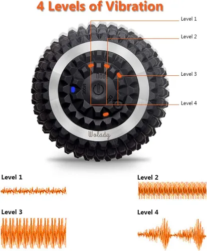 Miniatura 3 de Pelota de masaje vibratoria, rodillo de masaje de yoga de alta intensidad de 4 velocidades, alivia la tensión muscular, bolas de masaje de presión