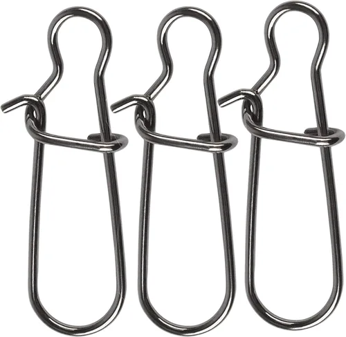Miniatura 6 de Paquete de 100 broches de doble bloqueo tamaño 0-8, anillos sólidos de acero inoxidable negros, kit de aparejos de pesca con broche giratorio