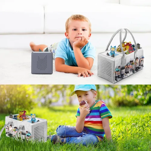 Miniatura 5 de Toniebox Bolso Accesorios Funda Protectora Organizador con Almacenamiento para Figuras, Mucho Espacio, Bolso para Juego de Iniciación Toniebox (Gris)