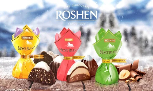 Miniatura 2 de Roshen Montblanc - Caramelo de chocolate con almendras picadas (2.2 lbs/2.2 libras), rosa