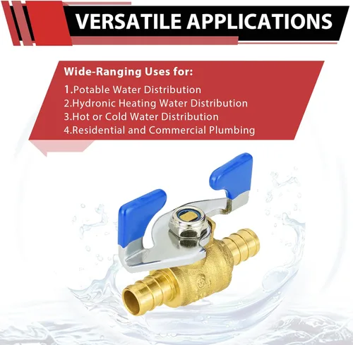 Miniatura 4 de EFIELD Válvula de bola de latón con cierre Pex de 1/2 pulgada para agua potable caliente y fría, con nivel de mariposa, (VALVE167)