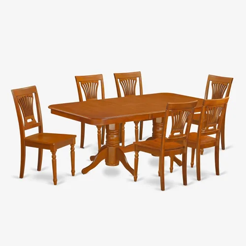 Miniatura 17 de East West Furniture NAPL9-WHI-W Juego de mesa de comedor de 9 piezas incluye una mesa de comedor rectangular con hoja de mariposa y 8 sillas