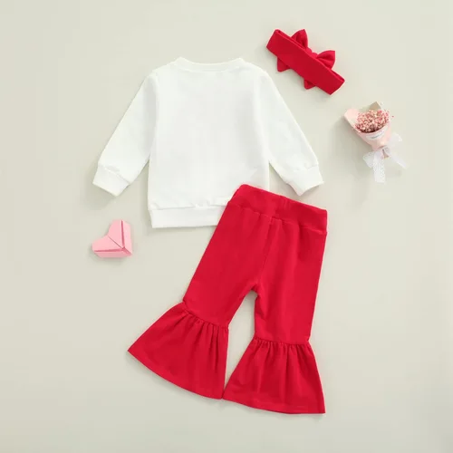 Miniatura 125 de Conjunto de sudadera con cuello redondo y estampado de pastel de calabaza para niña, camiseta y pantalones acampanados