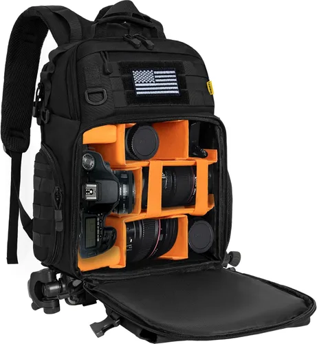 TORIBIO Mochila para Cámara para DSLR/SLR/Sin Espejo Fotografía Cámara, Bolsa Táctica para Cámara Estuche Resistente al Agua Mochila de Viaje con