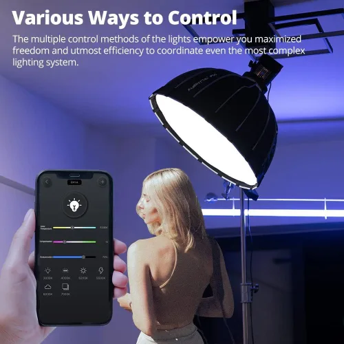 Miniatura 4 de AMBITFUL EF100 100W 5600K Aurora COB LED luz de video, CRI 95+, TLCI 97+, efectos FX integrados para fotografía de naturaleza muerta, retrato