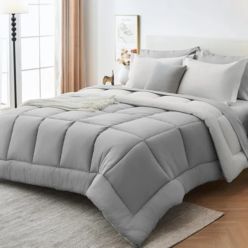 Miniatura 10 de Sasttie Juego de edredón tamaño individual, 5 piezas de cama reversible en una bolsa, juego completo de ropa de cama que incluye edredón, sábana
