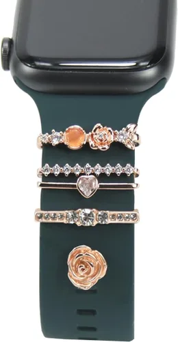 Miniatura 8 de Abalorio de Correa de Reloj, Anillos Decorativos Compatibles con Correas de Silicona de Apple para Mujeres 49mm 45mm 44mm 42mm 41mm 40mm 38mm