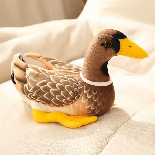 JIANEEXSQ Regalo realista del animal de peluche del pato de la mazardo para los niños (marrón)
