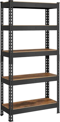SONGMICS Estantes de almacenamiento de 5 niveles, carga de 2310 libras, almacenamiento de garaje, montaje sin tornillos, unidad de estantería Negro