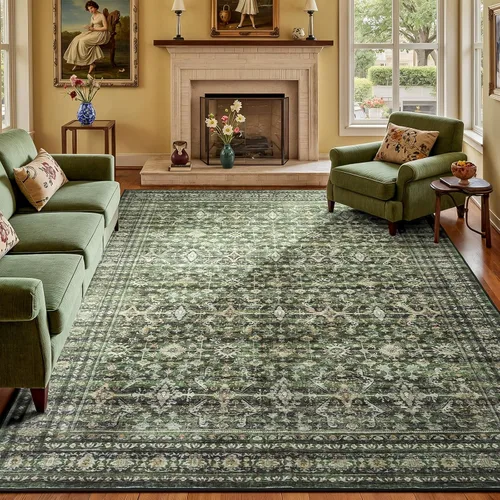 Miniatura 40 de Lofus Alfombra de pasillo de 2 x 10 pies para pasillos, alfombra verde lavable con parte trasera de goma antideslizante, alfombra suave de pelo bajo