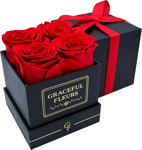 Miniatura 10 de Graceful Fleurs - Rosas reales de larga duración en una caja durante años, flores frescas preservadas para siempre para cumpleaños, Día de la Madre