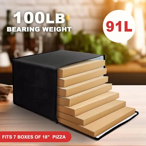 Miniatura 4 de Maxcheck 4 bolsas aisladas de entrega de pizza de 20 x 20 x 14 pulgadas, bolsas calentadoras de pizza reutilizables, aisladas, cajas enfriadoras