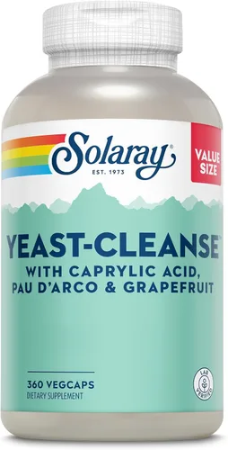 SOLARAY Limpieza de Levadura, Apoyo Antioxidante con Ácido Caprílico, PAU d'Arco, Extracto de Raíz de Regaliz y Extracto de Semilla de Pomelo,