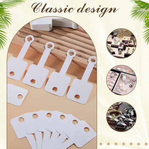 Miniatura 5 de Ctosree 1000 unidades de pulseras autoadhesivas para exhibir tarjetas, collares, tarjetas de venta para llavero, aretes, collar, banda para el Blanco