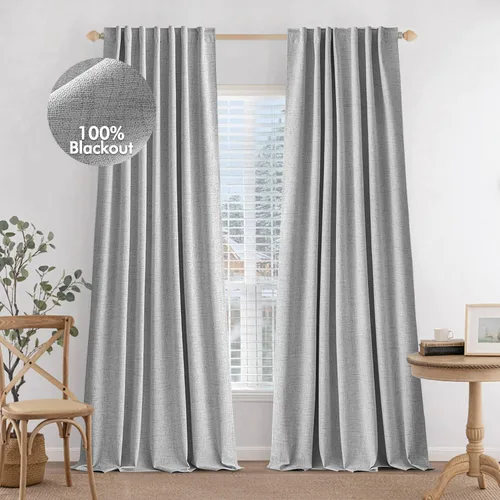 Miniatura 15 de MIULEE Cortinas 100% opacas de 84 pulgadas de largo de lino, cortinas y drapeados, juego de 2 paneles para dormitorio, pestaña trasera, sala
