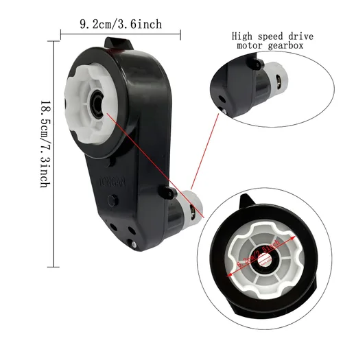 Miniatura 4 de Caja de cambios de motor eléctrico de 2 piezas para niños, RS550 12V/RS555 24V con ruedas de alta velocidad, motor RS550, motor de accionamiento