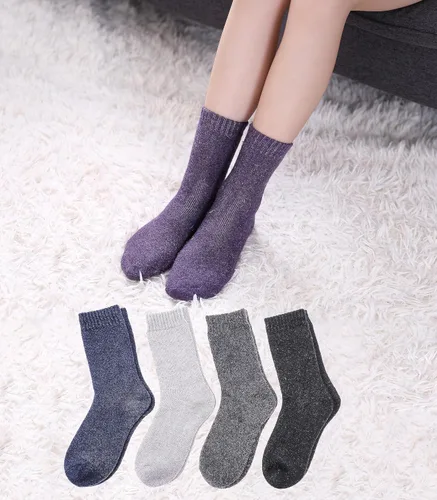 Miniatura 4 de FNOVCO 5 pares de calcetines de lana para mujer, para senderismo, invierno, gruesos, cálidos, acogedores, calcetines para botas