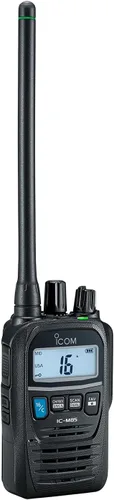 Icom M85 21 USA VHF Radio de mano de doble banda; tierra (5W, 3W, 1W) y marina (2W, 1W)