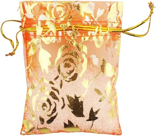 Miniatura 13 de QIANHAILIZZ Paquete de 100 bolsas de regalo de organza con forma de corazón de flores de 2.8 x 3.5 pulgadas, bolsa de regalo para dulces, bolsa