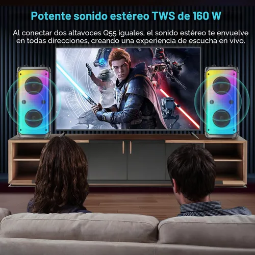 Miniatura 4 de Altavoz Bluetooth, altavoces para exteriores de 80W de potencia máxima, Bluetooth inalámbrico, TWS altavoces portátiles para fiestas con subwoofer