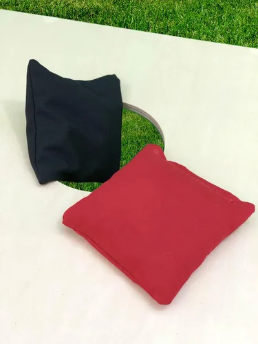 Miniatura 5 de 8 bolsas estándar de cornhole de tela de pato reglamentarias rellenas de maíz Blanco/Rojo