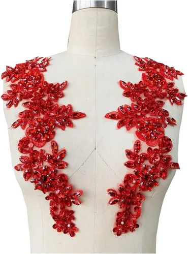 Miniatura 10 de 1 parche cosido a mano con piedras brillantes de imitación en rojo/blanco/verde/azul, cuentas y piedras de adorno para costura, accesorio