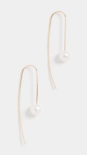 Miniatura 2 de Pendientes de alambre de perlas cultivadas en agua dulce blanco de 14 quilates para mujer