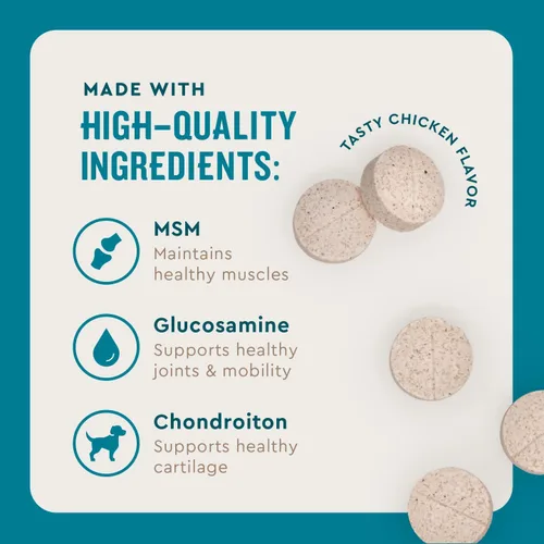 Miniatura 3 de VetIQ Suplemento de salud de cadera y articulaciones para perros, con glucosamina, condroitina y MSM, tabletas masticables para perros, sabor a