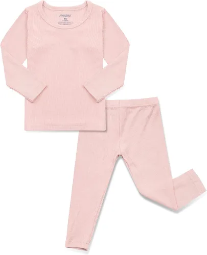 AVAUMA - Conjunto de pijama acanalada para niños y niñas, de ajuste ceñido, para uso diario