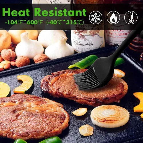 Miniatura 5 de HOTEC Cepillos para glasear resistentes al calor de 600 ℉, cepillo de repostería de silicona sin BPA, para untar aceite, mantequilla, salsa, adobos