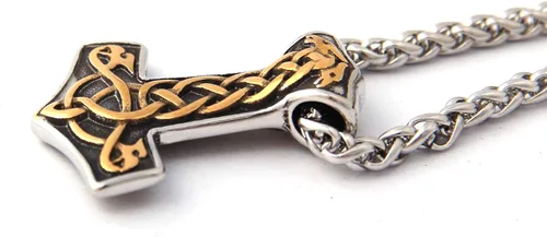 Miniatura 3 de Gungneer Mjolnir Thor Hammer Pendant Necklace Stainless Steel Viking Accessories Norse Pendant Viking Jewelry for Men adjustable length cord