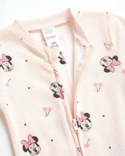 Miniatura 4 de Disney Mameluco de Minnie Mouse para bebé niña, paquete de 2 mamelucos con pies (0-9 meses)